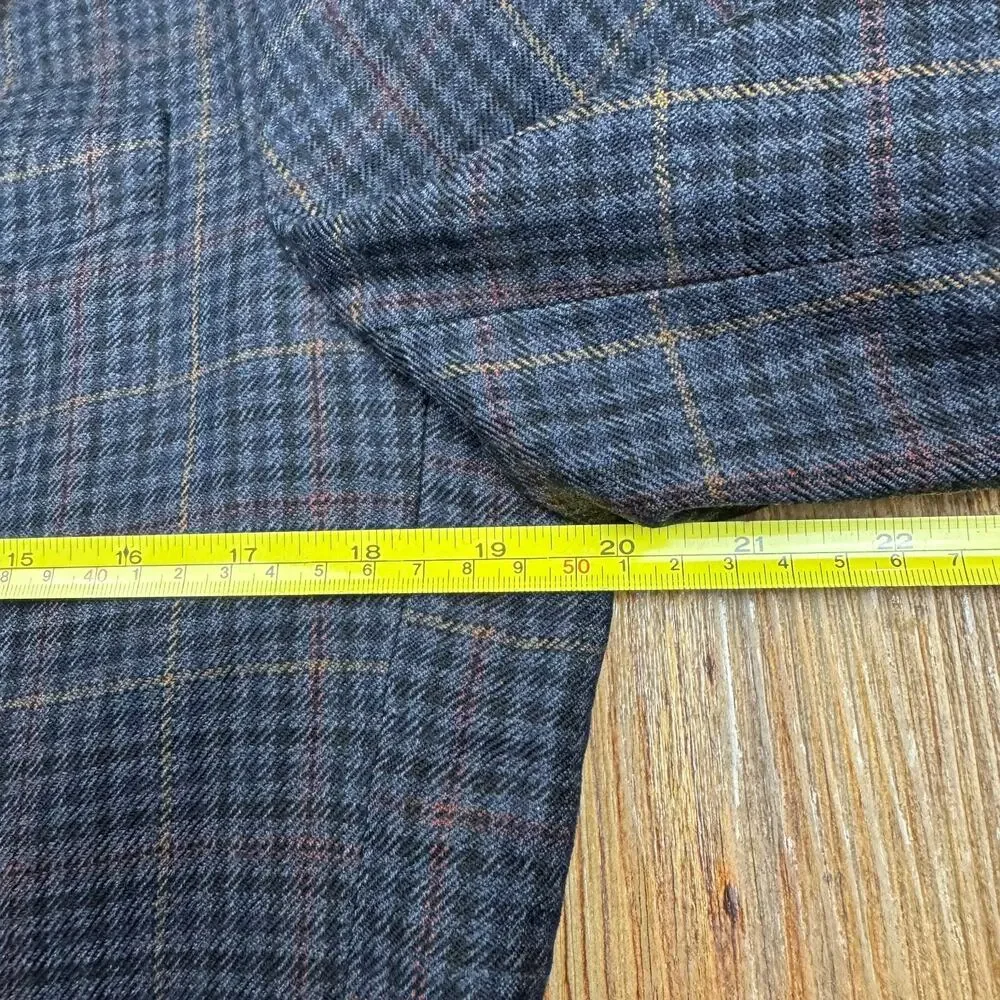 Brooks Brothers Blazer Mens 40R Blue Wool Plaid Fitzgerald Fit Tweed Sport Coat